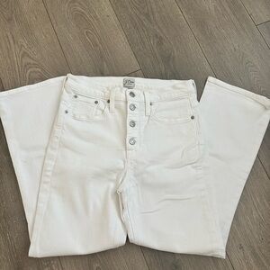 J. Crew White Billie Demi Boot Crop Jeans Exposed Button-Fly Jeans High Rise 28